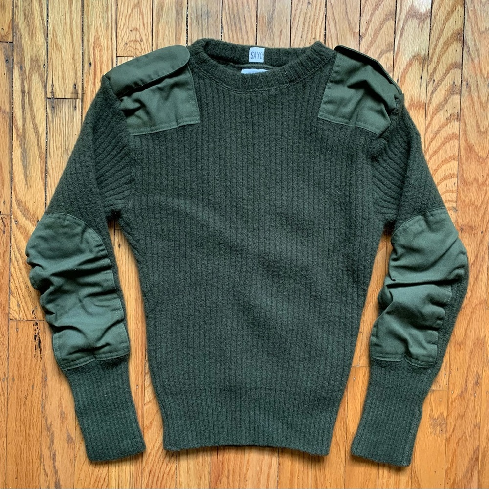 DSCP Valor Collection %100 Wool War Fighter Army Green Sweater Made In U.S.A.